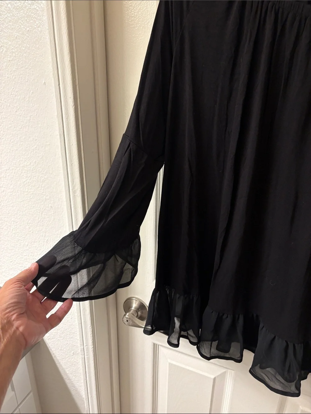 Kate & Mallory Black Ruffle-Hem Peasant Blouse - Picture 3 of 4